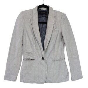 Zara Basic Linen Blazer Womens XS Gray Career Casual Single Button Vented‎ Lined